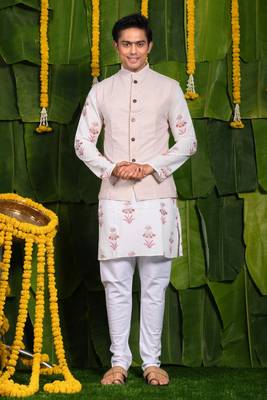 Designer printed kurta & jacket set 1
