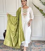 Embroidered Viscose blend Straight Kurta, Pant and Dupatta Set