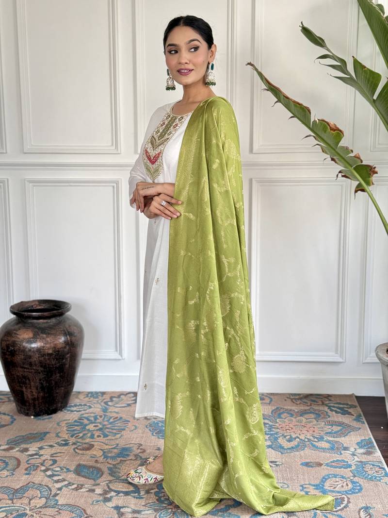 Embroidered Viscose blend Fabric Straight Kurta, Pant and Dupatta Set