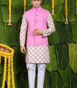 Designer printed pink kurta & jacket set