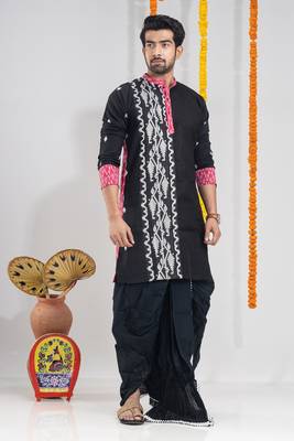 Cross connection- black designer dhoti & kurta full set 1