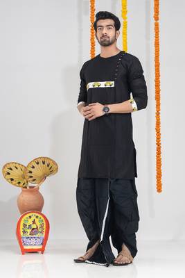 Chupkatha- black men's dhoti & kurta full set 1