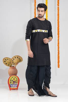 Chupkatha- black men's dhoti & kurta full set 2