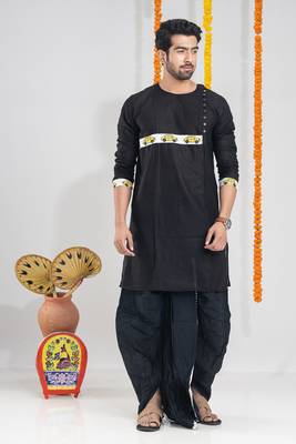 Chupkatha- black men's dhoti & kurta full set 3