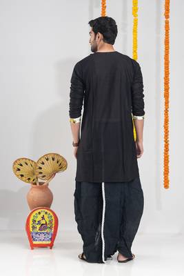 Chupkatha- black men's dhoti & kurta full set 4