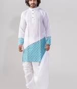 Designer white men's dhoti & kurta full set