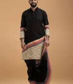 Designer black men's dhoti & kurta full set