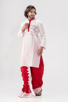 Durga mantra(bengali)- dhoti & kurta full set 1