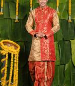 Bibaha ovijan- designer silk dhoti & kurta full set