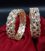 Cubic zircon stone studded light gold plated designer  bangles for women & girls