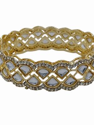 Cubic zircon stone studded light gold plated designer  bangles for women & girls 3