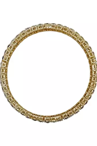 Cubic zircon stone studded light gold plated designer  bangles for women & girls
