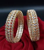 Cubic zircon stone studded light gold plated designer  bangles for women & girls