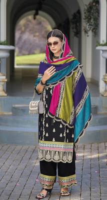Black premium embroidered chinon salwar suit 2