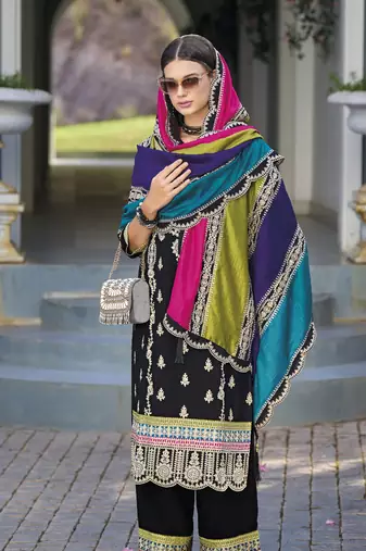 Black premium embroidered chinon salwar suit