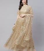 Mesmerizing Beige Sequins Net Wedding Wear Lehenga Choli With Dupatta