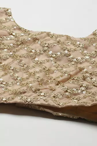 Mesmerizing Beige Sequins Net Wedding Wear Lehenga Choli With Dupatta