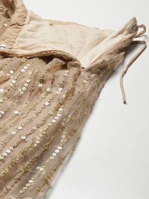 Mesmerizing Beige Sequins Net Wedding Wear Lehenga Choli With Dupatta 7