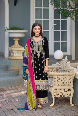 Black premium embroidered chinon salwar suit 1