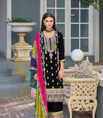 Black premium embroidered chinon semi stitched salwar suit