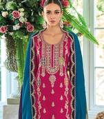 Pink premium embroidered chinon semi stitched salwar suit