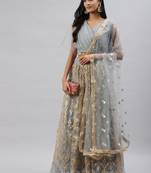 Stunning Grey Sequins Soft Net Party Wear Lehenga Choli