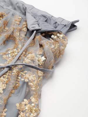 grey sequins soft net party lehenga set choli with dupatta 6