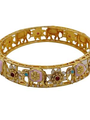 Cubic zircon stone studded light gold plated designer  bangles for women & girls 3