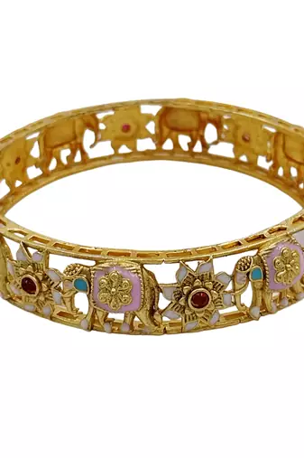 Cubic zircon stone studded light gold plated designer  bangles for women & girls