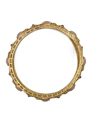 Cubic zircon stone studded light gold plated designer  bangles for women & girls 4