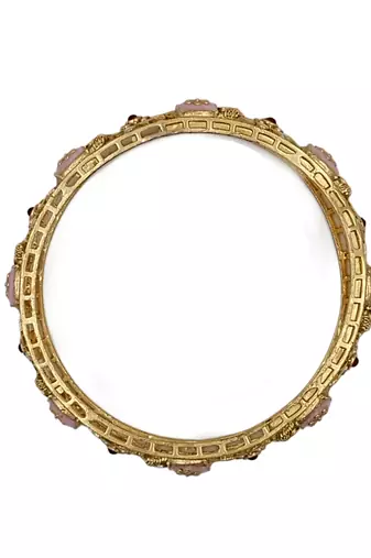 Cubic zircon stone studded light gold plated designer  bangles for women & girls