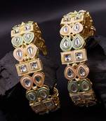 Cubic zircon stone studded light gold plated designer  bangles for women & girls