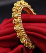 Cubic zircon stone studded light gold plated designer  bangles for women & girls