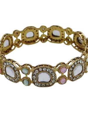 Cubic zircon stone studded light gold plated designer  bangles for women & girls 3