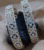 Cubic zircon stone studded light gold plated designer  bangles for women & girls