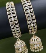 Cubic zircon stone studded light gold plated designer  bangles for women & girls