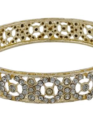 Cubic zircon stone studded light gold plated designer  bangles for women & girls 3