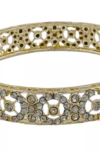Cubic zircon stone studded light gold plated designer  bangles for women & girls