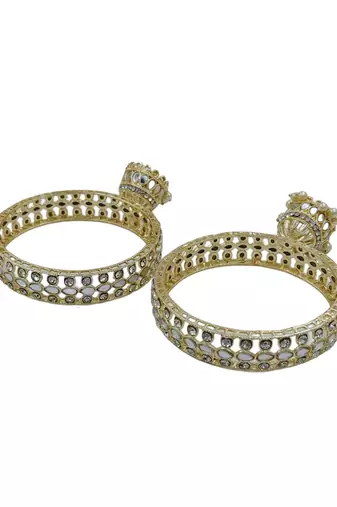 Cubic zircon stone studded light gold plated designer  bangles for women & girls