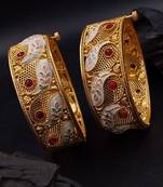 Cubic zircon stone studded light gold plated designer  bangles for women & girls