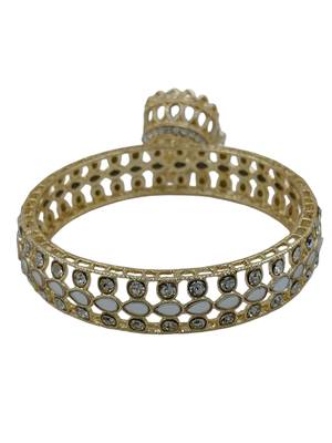 Cubic zircon stone studded light gold plated designer  bangles for women & girls 3