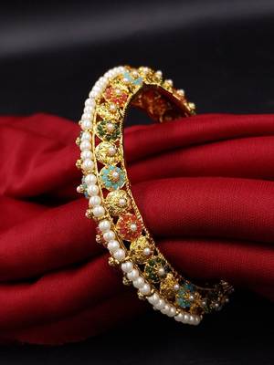 Cubic zircon stone studded light gold plated designer  bangles for women & girls 1