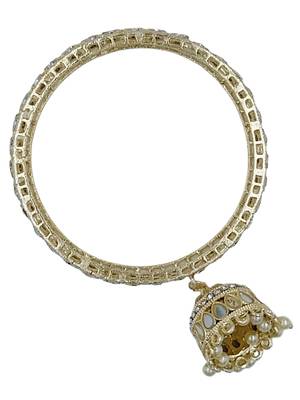 Cubic zircon stone studded light gold plated designer  bangles for women & girls 4