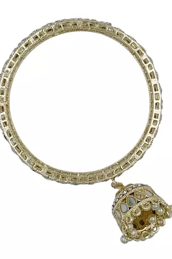 Cubic zircon stone studded light gold plated designer  bangles for women & girls