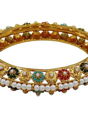 Cubic zircon stone studded light gold plated designer  bangles for women & girls 2