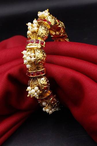 Cubic zircon stone studded light gold plated designer  bangles for women & girls
