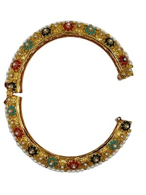 Cubic zircon stone studded light gold plated designer  bangles for women & girls 3