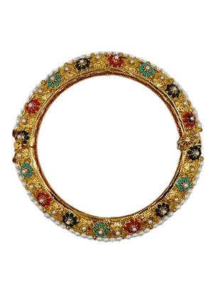 Cubic zircon stone studded light gold plated designer  bangles for women & girls 4