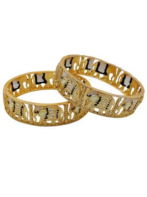 Cubic zircon stone studded light gold plated designer  bangles for women & girls 2