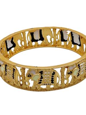 Cubic zircon stone studded light gold plated designer  bangles for women & girls 3